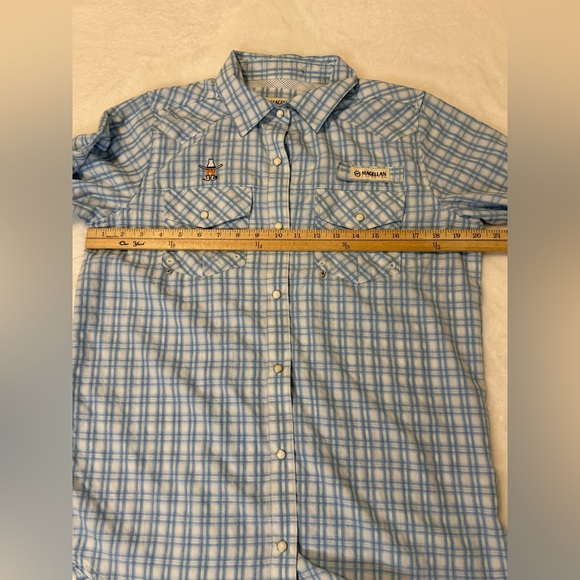 Houston Livestock Show & Rodeo Magellan Blue Plaid Pearl Snap Shirt Size Small - Picture 9 of 16